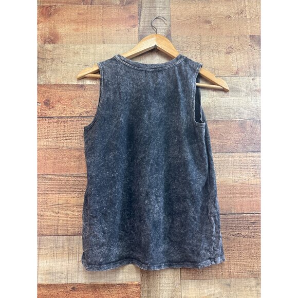 Cheer Up Black Acid Wash Tank Top  Sleeveless Poolhouse - Picture 4 of 6